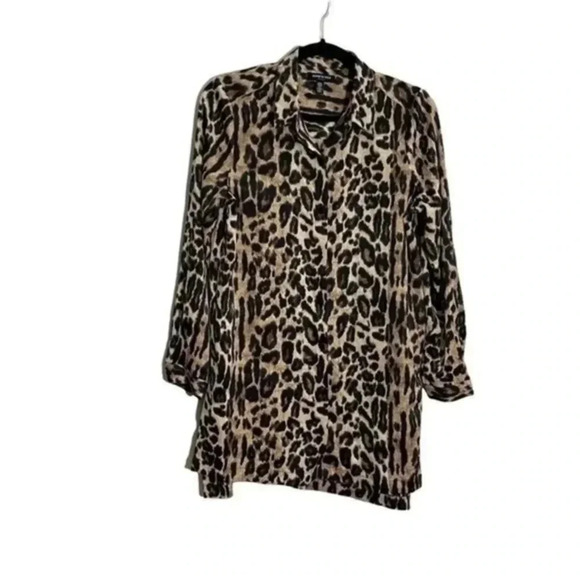 Kenneth Cole Leopard print button down dress Small - Picture 1 of 9